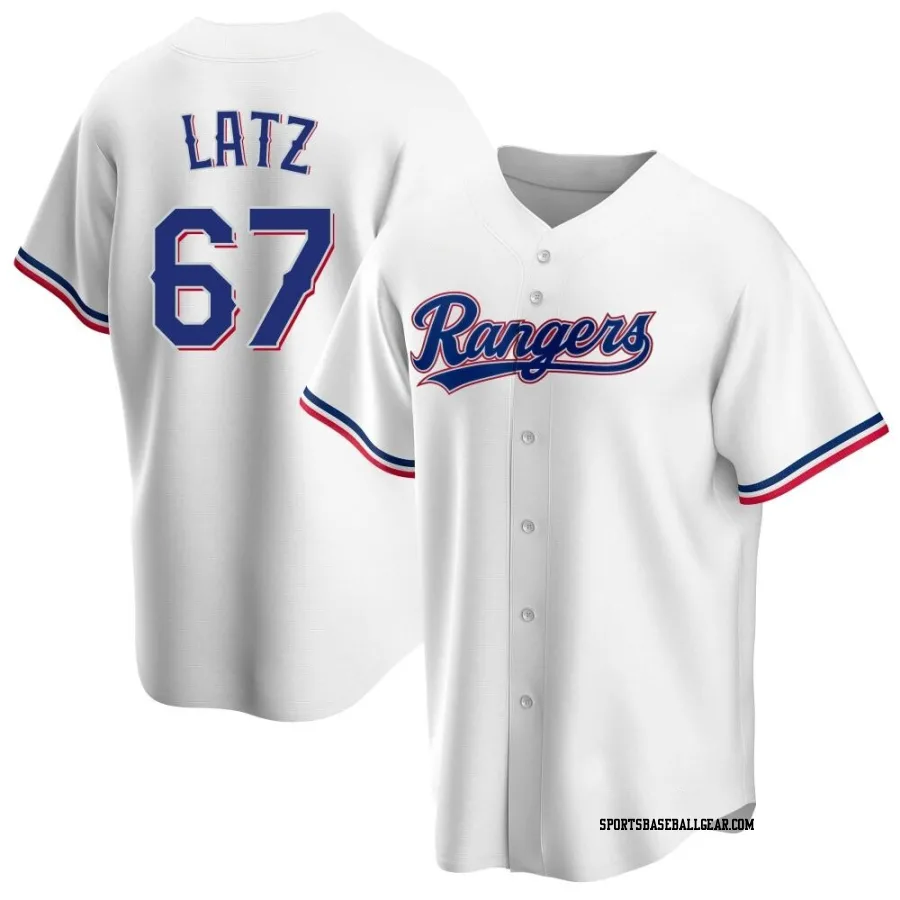 Jacob Latz Men's Texas Rangers White Replica Home Jersey