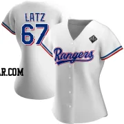 Jacob Latz Women's Texas Rangers White Authentic Home 2023 World Series Jersey