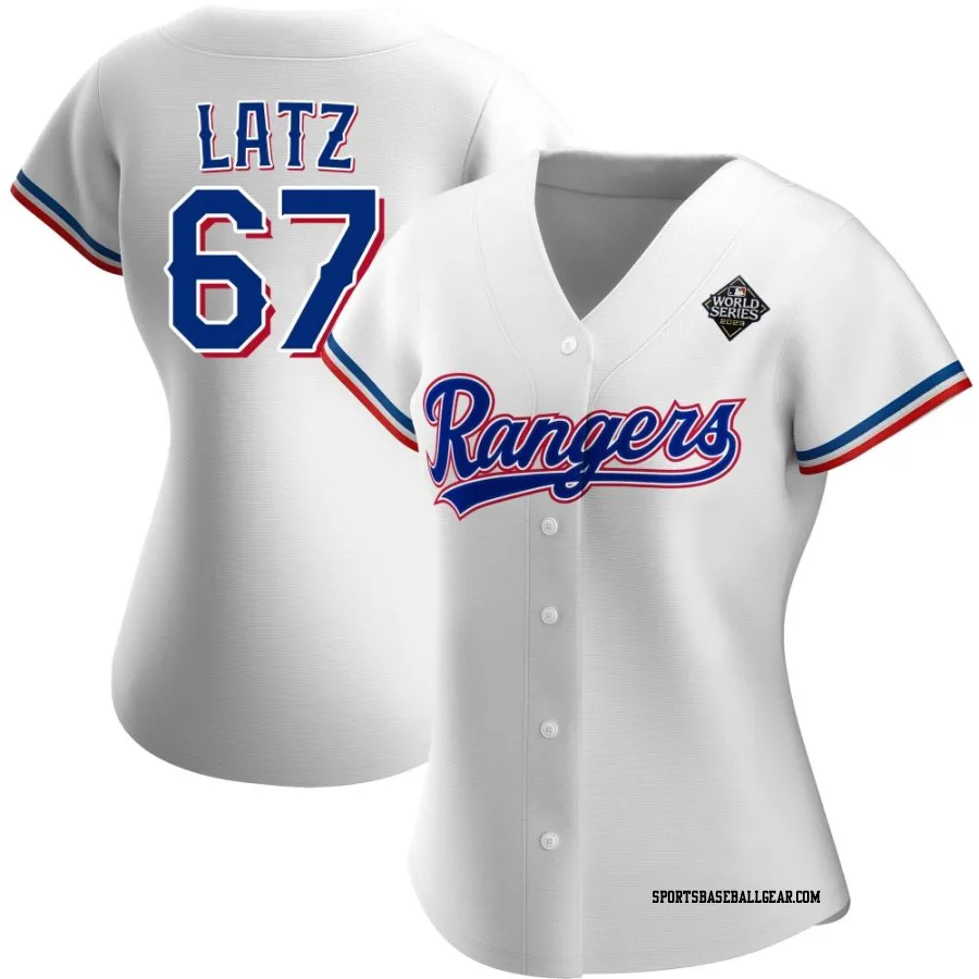 Jacob Latz Women's Texas Rangers White Authentic Home 2023 World Series Jersey