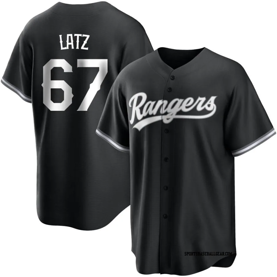 Jacob Latz Youth Texas Rangers Black/White Replica Jersey