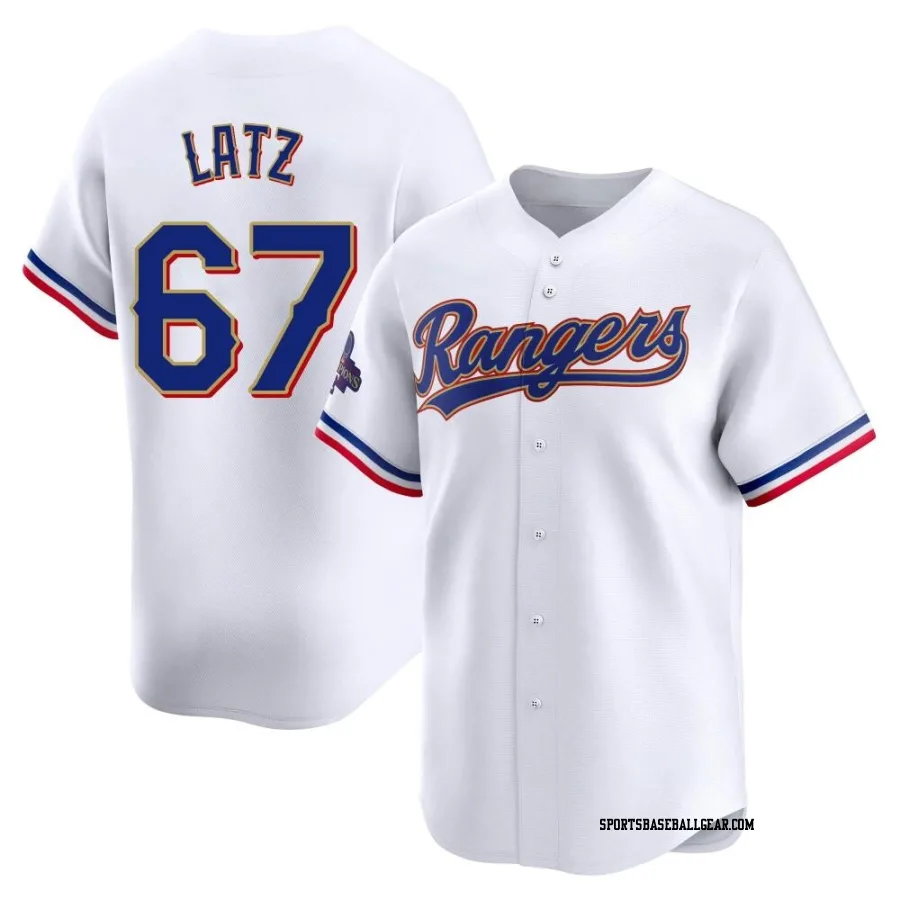 Jacob Latz Youth Texas Rangers Gold Limited White 2024 Collection Jersey