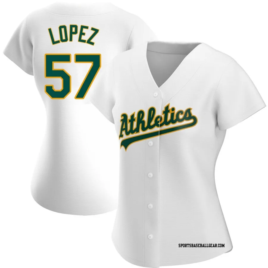 Jacob Lopez Women's Oakland Athletics White Authentic Home Jersey