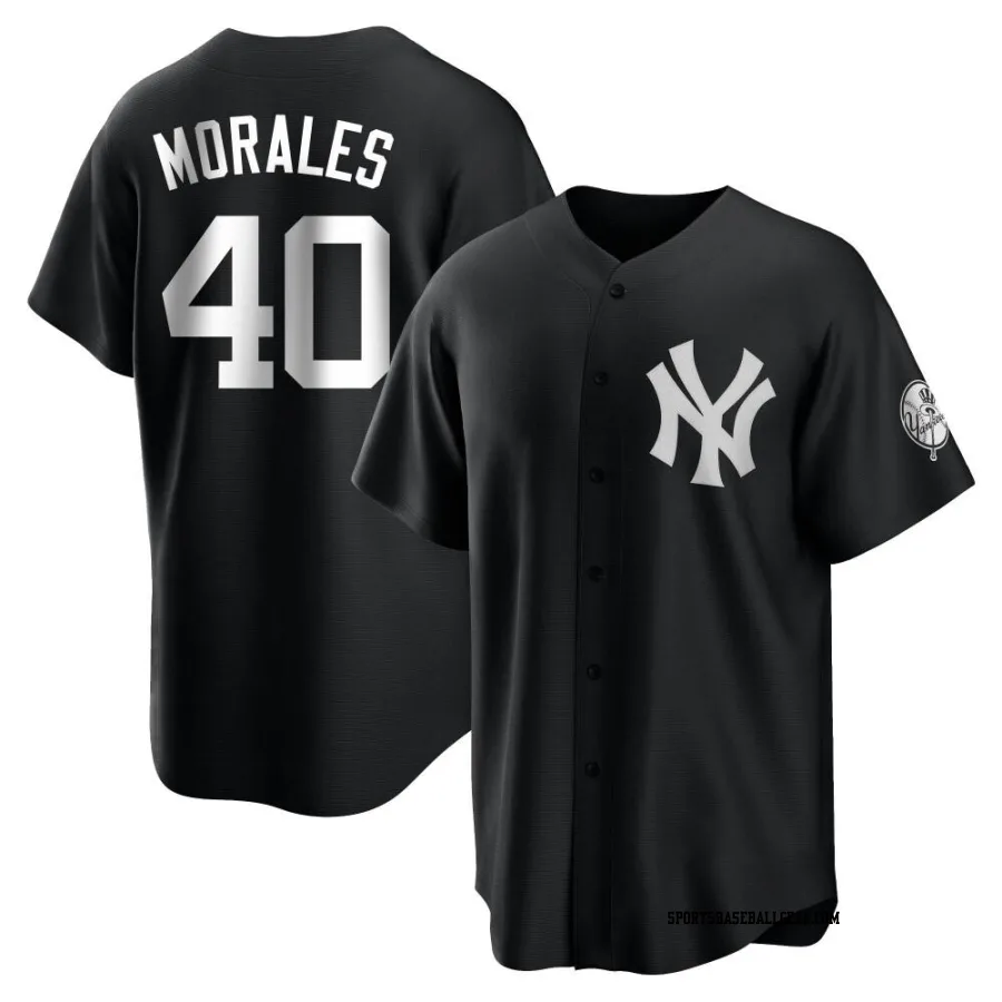 Jacob Morales Men's New York Yankees Black/White Replica Jersey