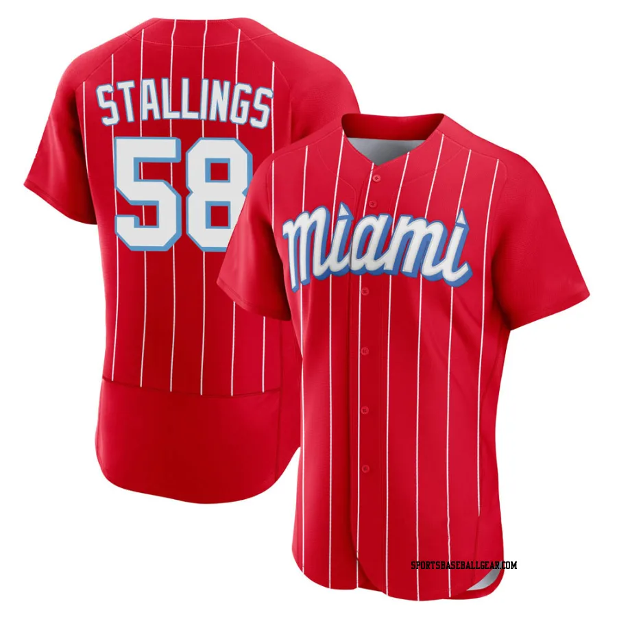 Jacob Stallings Men's Miami Marlins Red Authentic 2021 City Connect Jersey