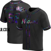 Jacob Stallings Youth Miami Marlins Black Holographic Replica Alternate Jersey