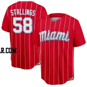 Jacob Stallings Youth Miami Marlins Red Replica 2021 City Connect Jersey