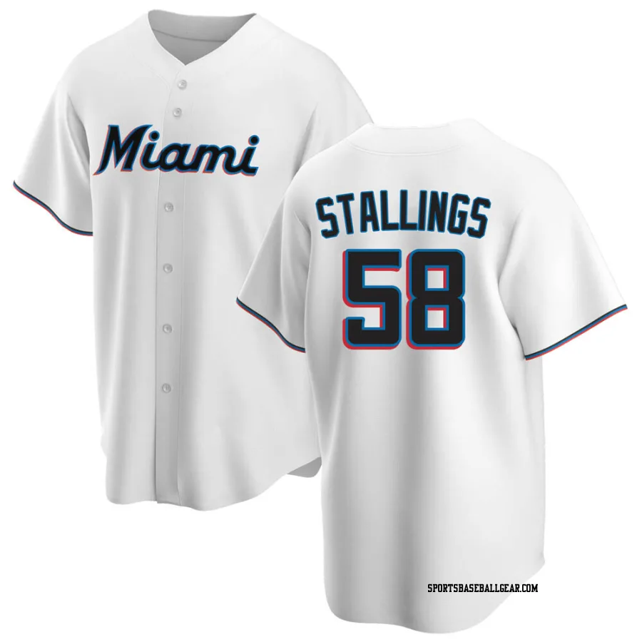 Jacob Stallings Youth Miami Marlins White Replica Home Jersey