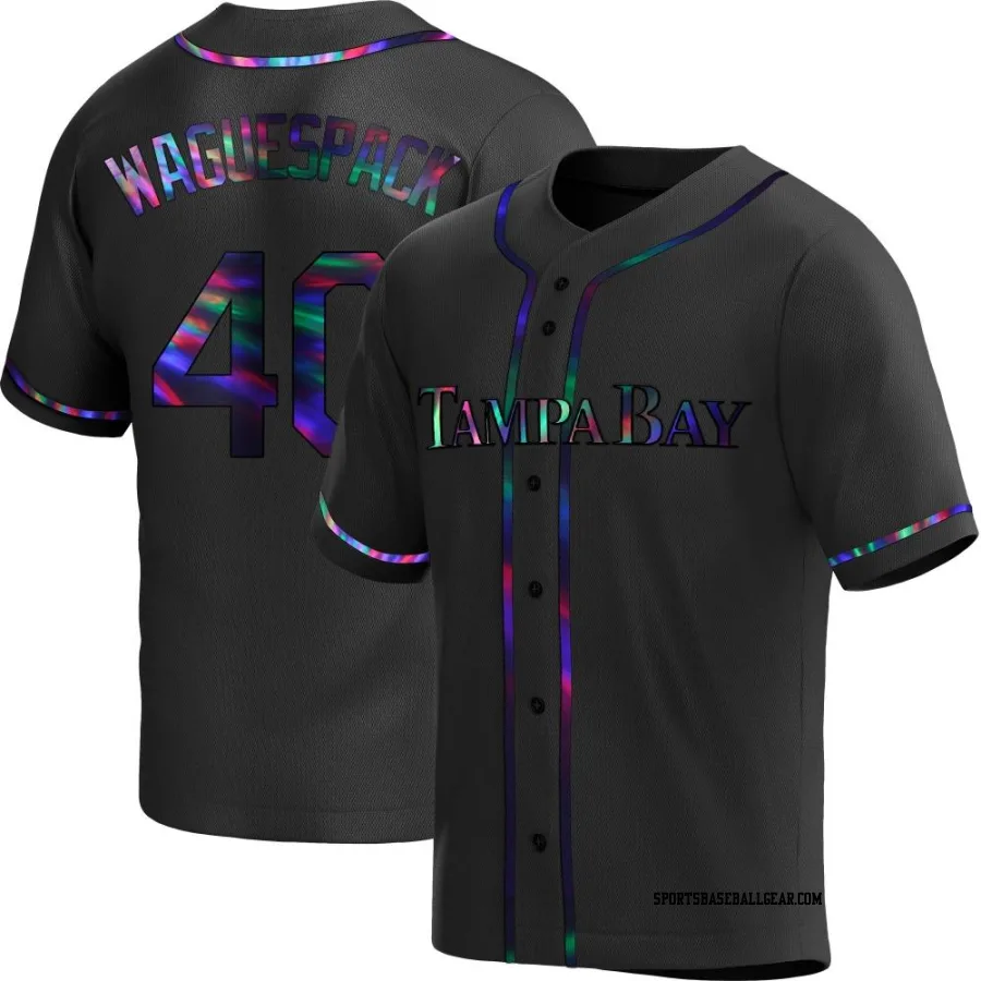 Jacob Waguespack Youth Tampa Bay Rays Black Holographic Replica Alternate Jersey