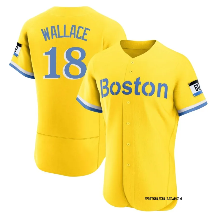 Jacob Wallace Men's Boston Red Sox Gold/Light Authentic Blue 2021 City Connect Jersey