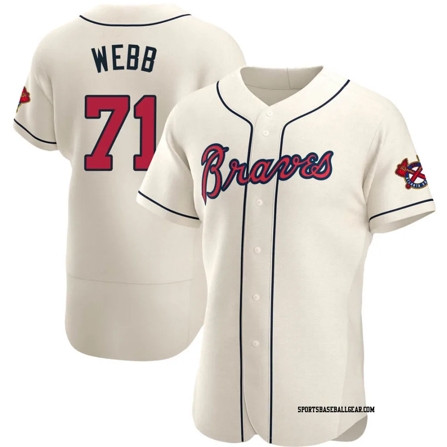 Jacob Webb Men's Atlanta Braves Cream Authentic Alternate Jersey