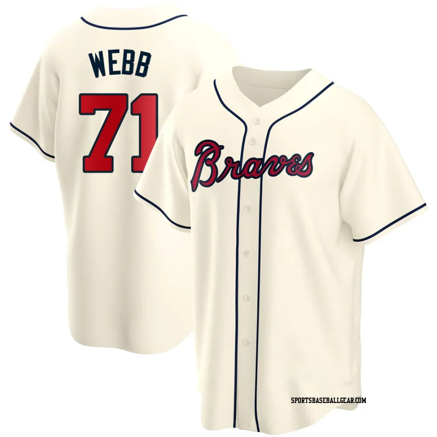 Jacob Webb Men's Atlanta Braves Cream Replica Alternate Jersey