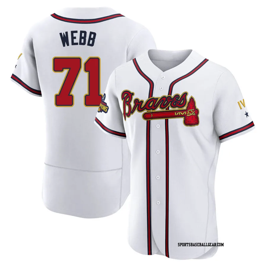 Jacob Webb Men's Atlanta Braves Gold Authentic White 2022 Program Jersey