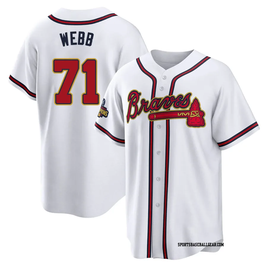 Jacob Webb Men's Atlanta Braves Gold Replica White 2022 Program Jersey