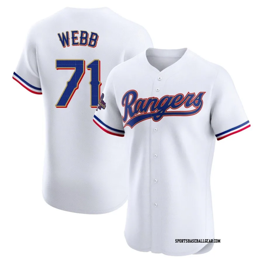 Jacob Webb Men's Texas Rangers Gold Elite White 2024 Collection Jersey