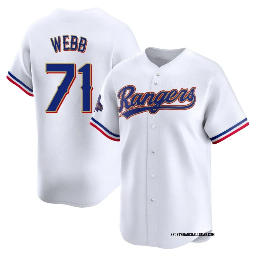 Jacob Webb Men's Texas Rangers Gold Limited White 2024 Collection Jersey