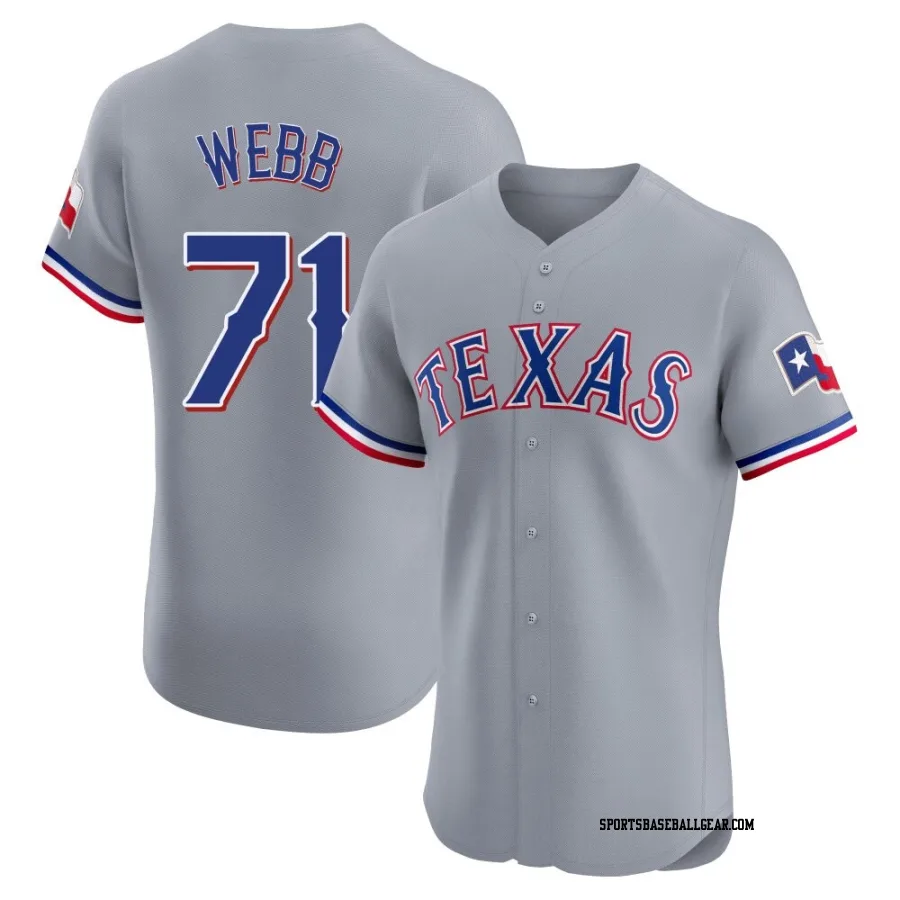 Jacob Webb Men's Texas Rangers Gray Elite Road Jersey