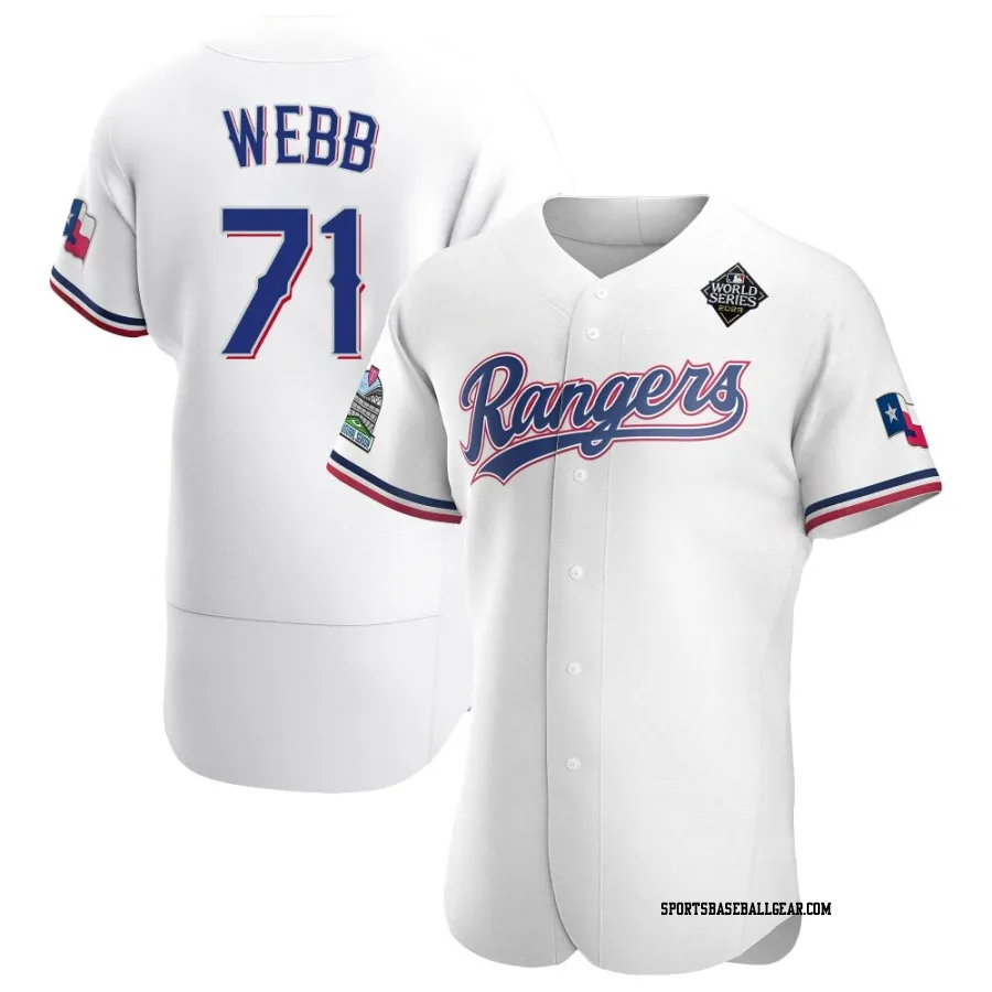 Jacob Webb Men's Texas Rangers White Authentic Home 2023 World Series Jersey