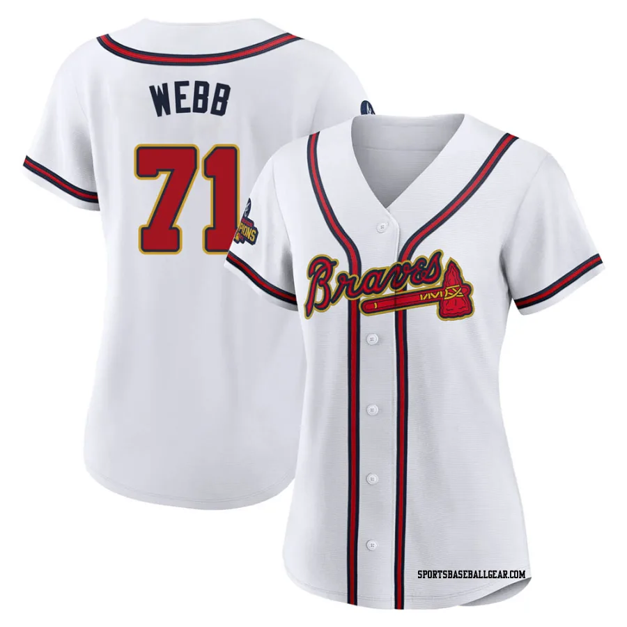 Jacob Webb Women's Atlanta Braves Gold Authentic White 2022 Program Jersey