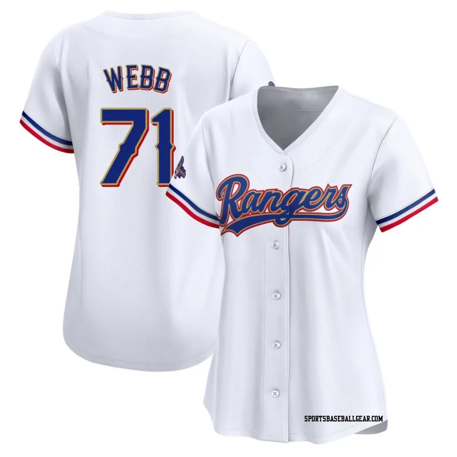 Jacob Webb Women's Texas Rangers Gold Limited White 2024 Collection Jersey