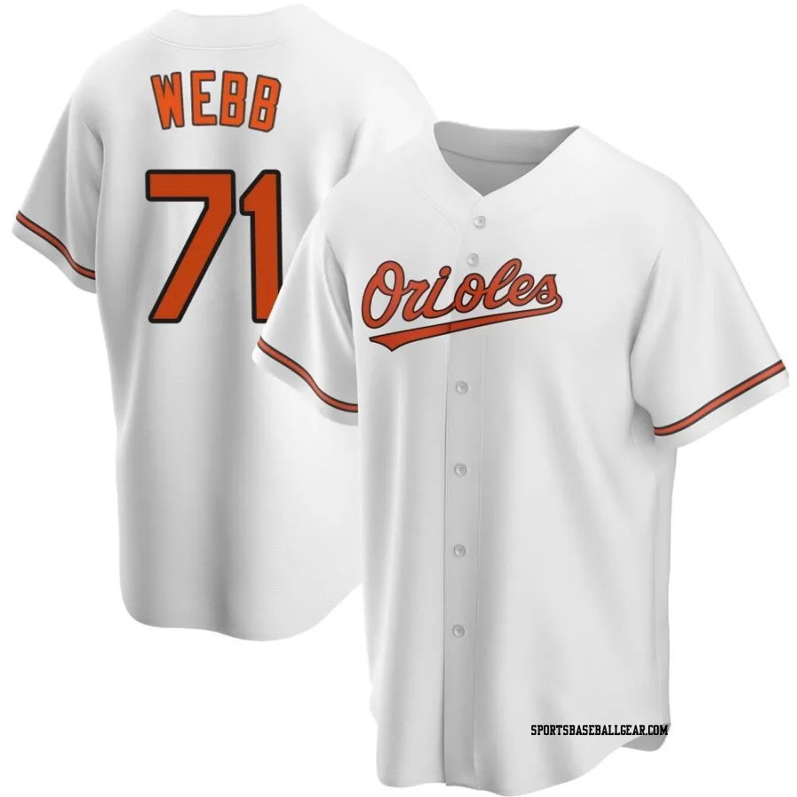 Jacob Webb Youth Baltimore Orioles White Replica Home Jersey