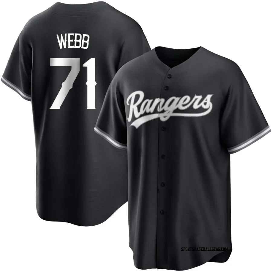 Jacob Webb Youth Texas Rangers Black/White Replica Jersey