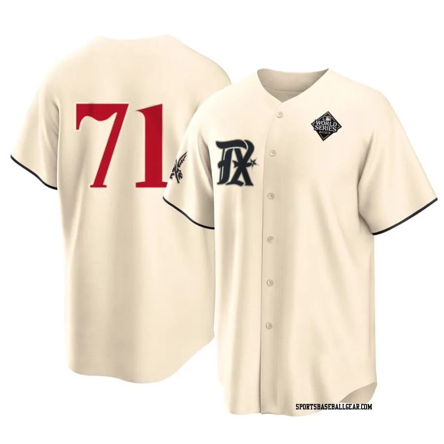 Jacob Webb Youth Texas Rangers Cream Replica 2023 City Connect 2023 World Series Jersey