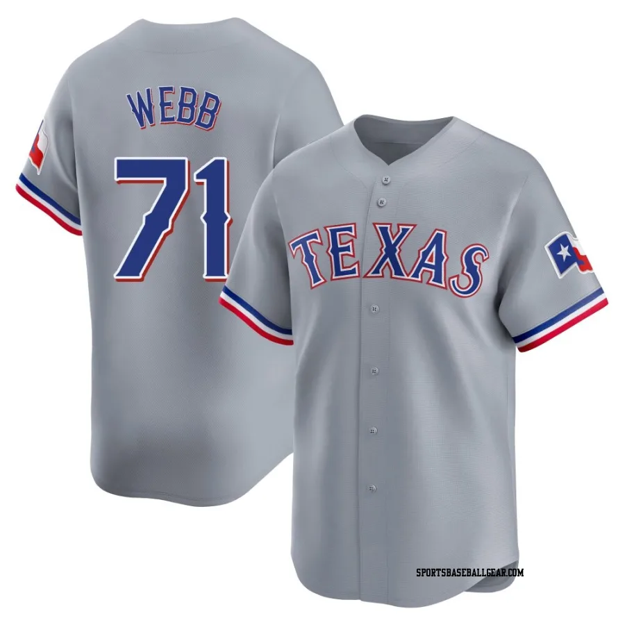 Jacob Webb Youth Texas Rangers Gray Limited Away Jersey