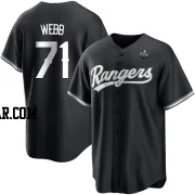 Jacob Webb Youth Texas Rangers White Replica Black 2023 World Series Jersey