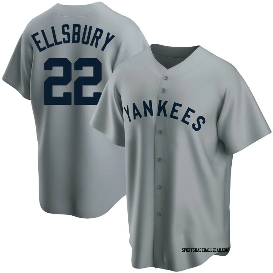 Jacoby Ellsbury Men's New York Yankees Gray Replica Road Cooperstown Collection Jersey