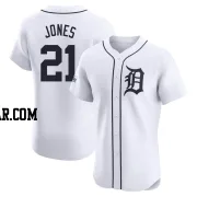 Jacoby Jones Men's Detroit Tigers White Elite JaCoby Jones Home Patch Jersey