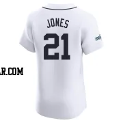 Jacoby Jones Men's Detroit Tigers White Elite JaCoby Jones Home Patch Jersey