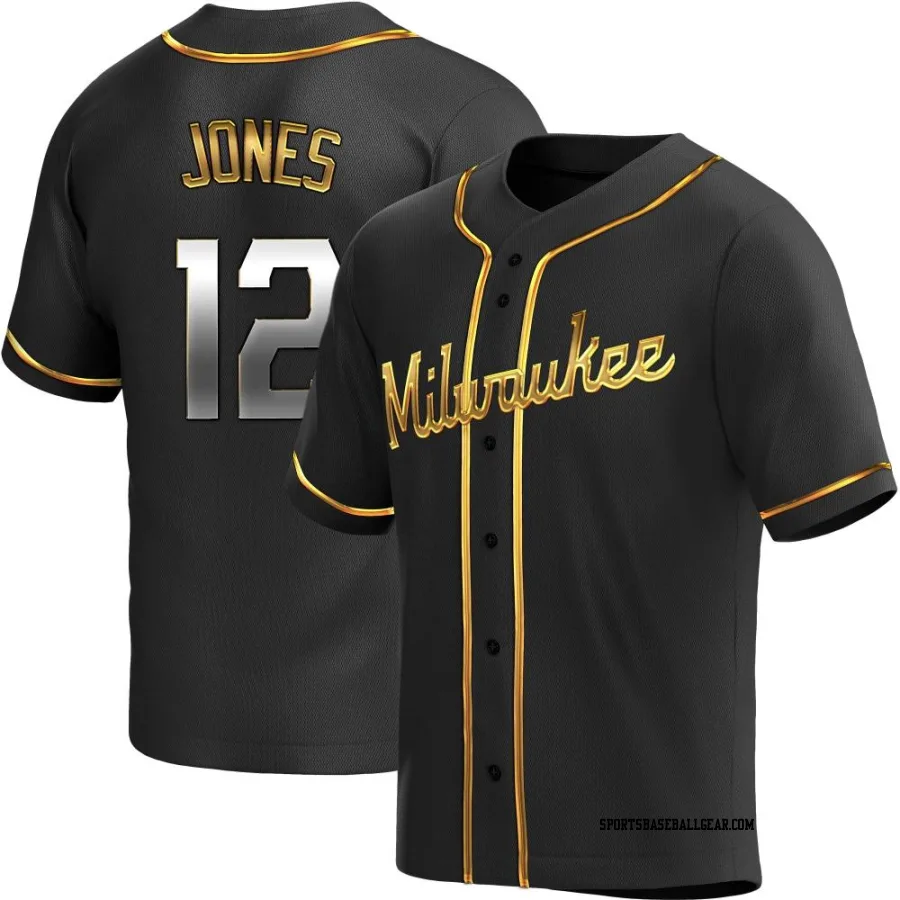 Jahmai Jones Men's Milwaukee Brewers Black Golden Replica Alternate Jersey