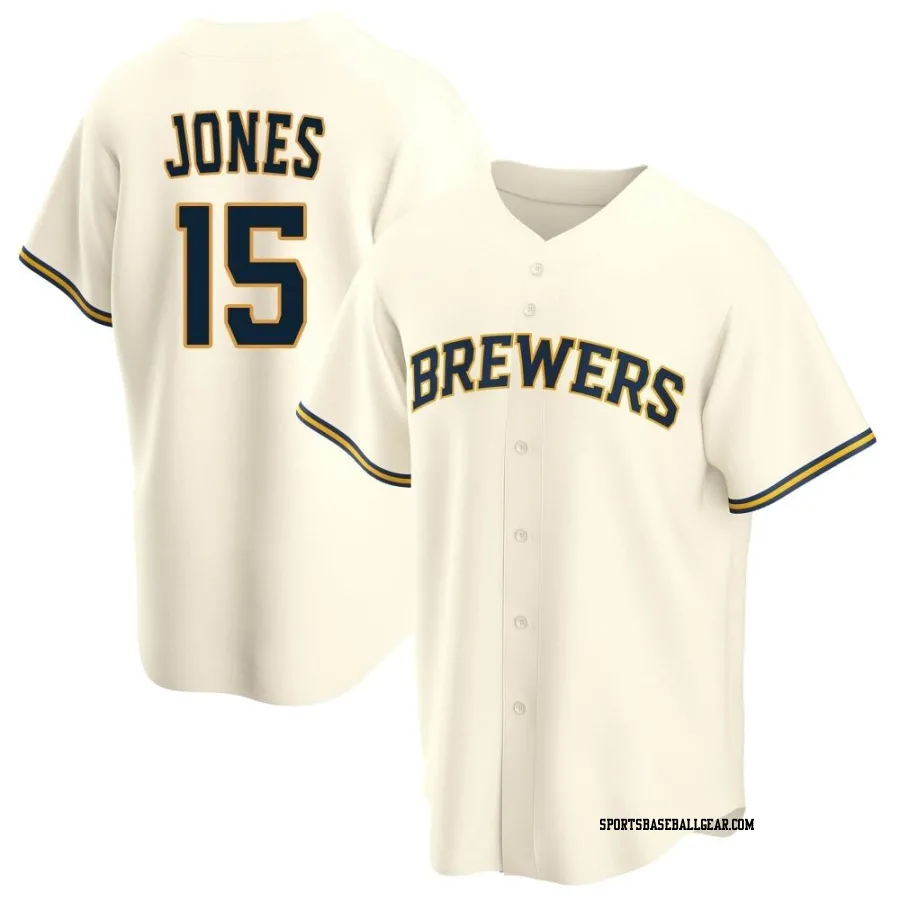 Jahmai Jones Men's Milwaukee Brewers Cream Replica Home Jersey