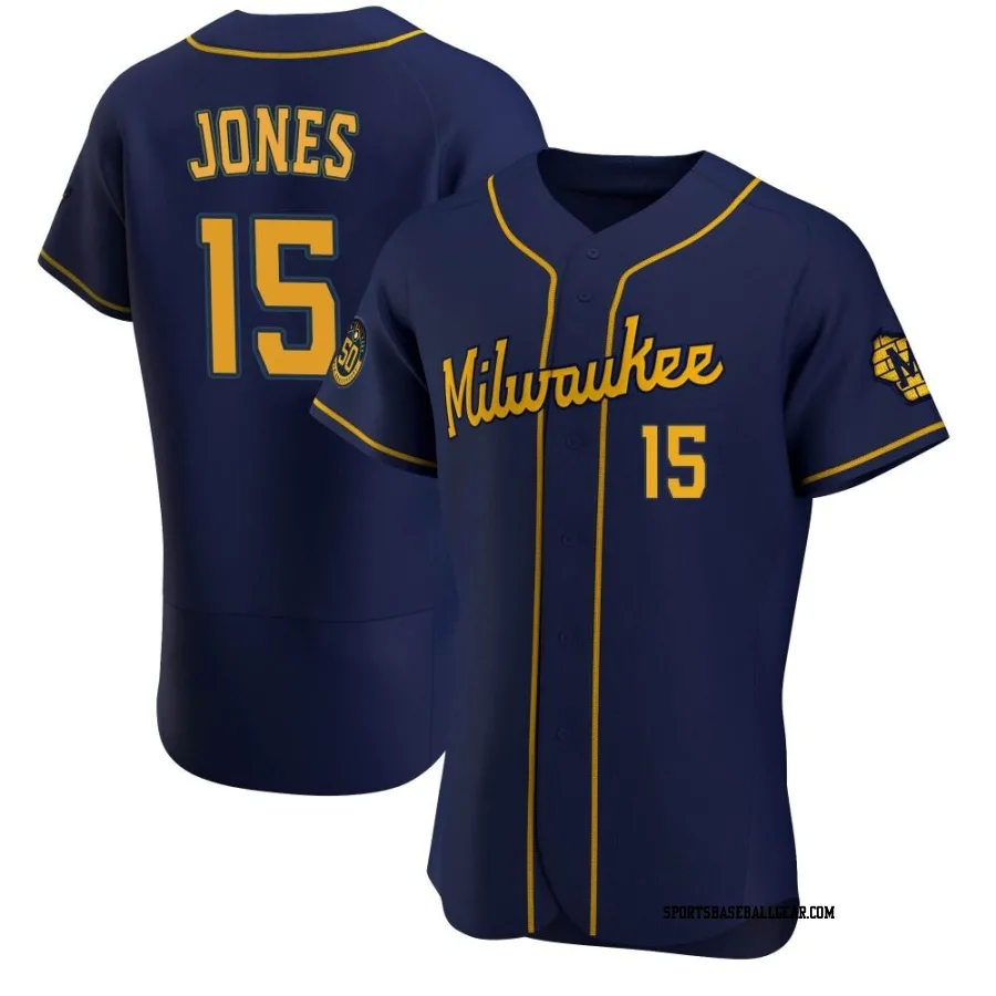 Jahmai Jones Men's Milwaukee Brewers Navy Authentic Alternate Jersey