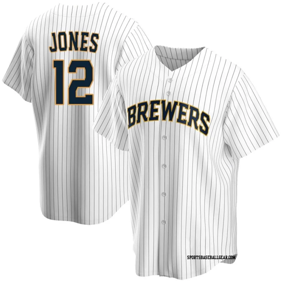 Jahmai Jones Men's Milwaukee Brewers White Replica Home Jersey