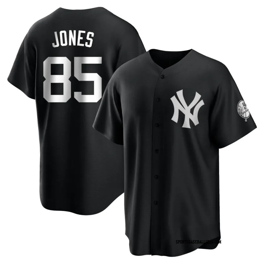 Jahmai Jones Men's New York Yankees Black/White Replica Jersey