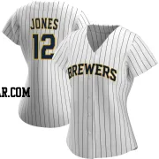 Jahmai Jones Women's Milwaukee Brewers White/Navy Authentic Alternate Jersey