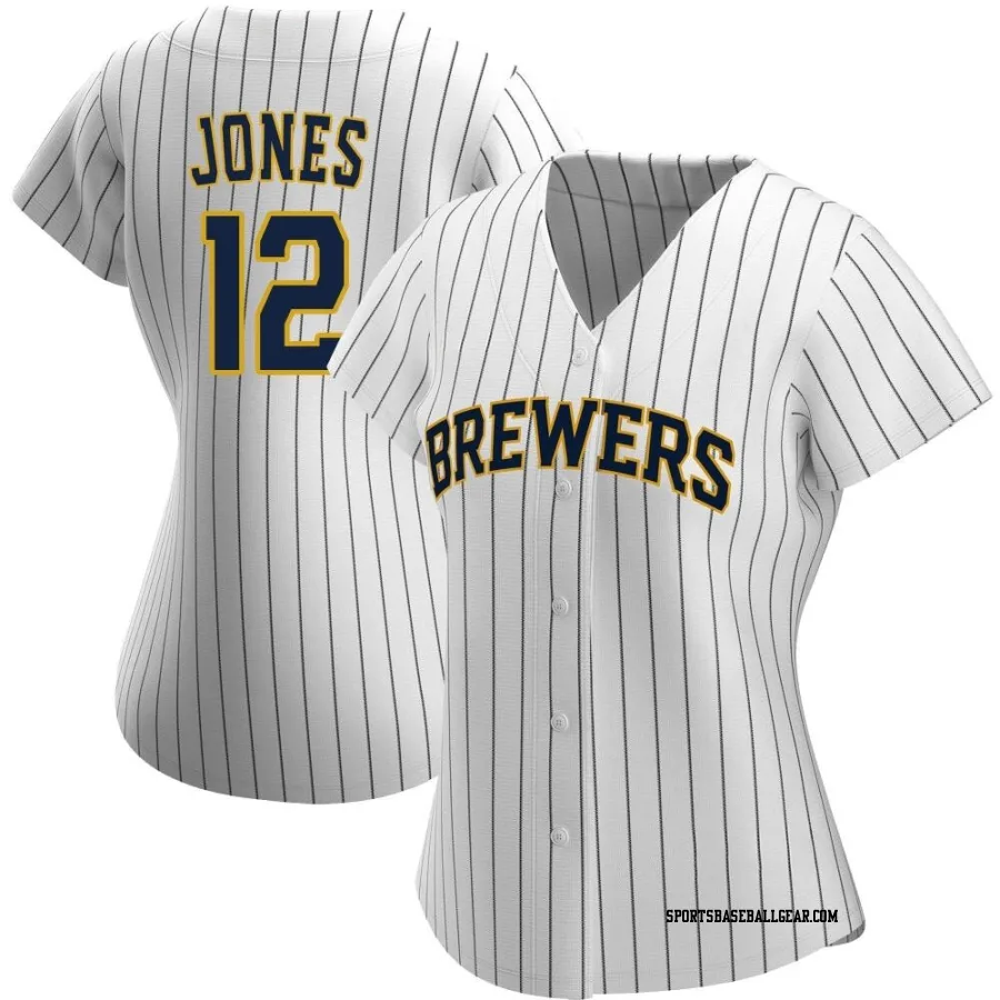 Jahmai Jones Women's Milwaukee Brewers White/Navy Authentic Alternate Jersey