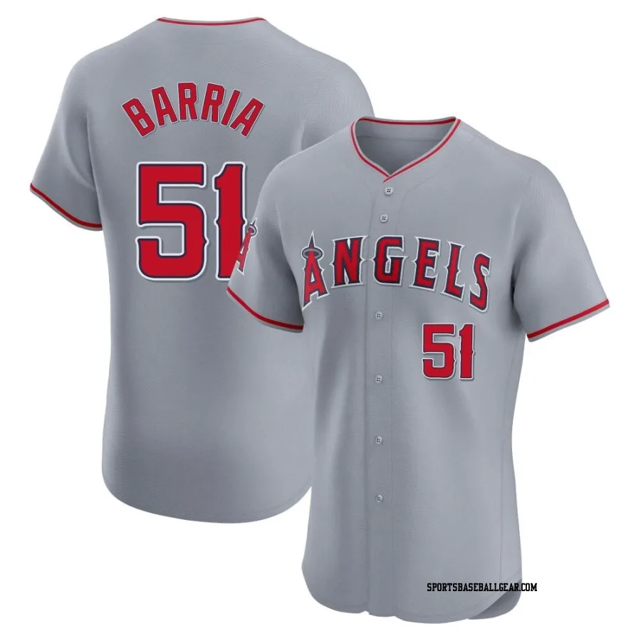 Jaime Barria Men's Los Angeles Angels Gray Elite Road Jersey