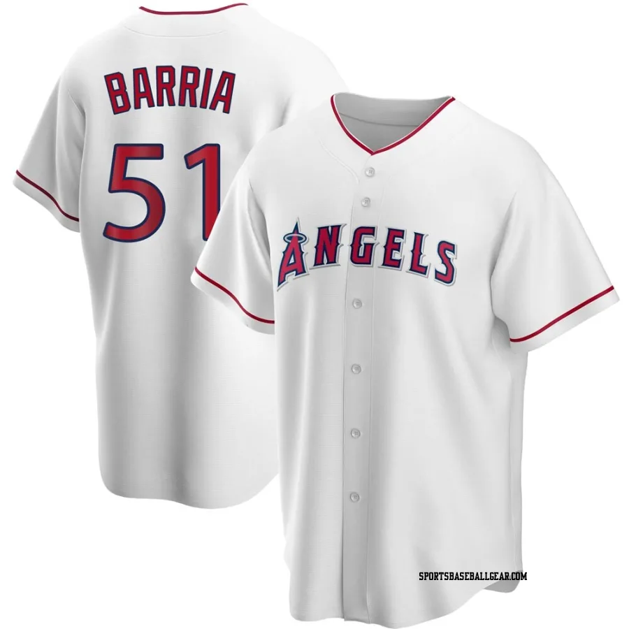 Jaime Barria Youth Los Angeles Angels White Replica Home Jersey