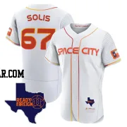 Jairo Solis Men's Houston Astros White Authentic 2023 Space City Ready 2 Reign Flex Base Jersey