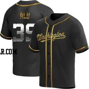 Jake Alu Men's Washington Nationals Black Golden Replica Alternate Jersey