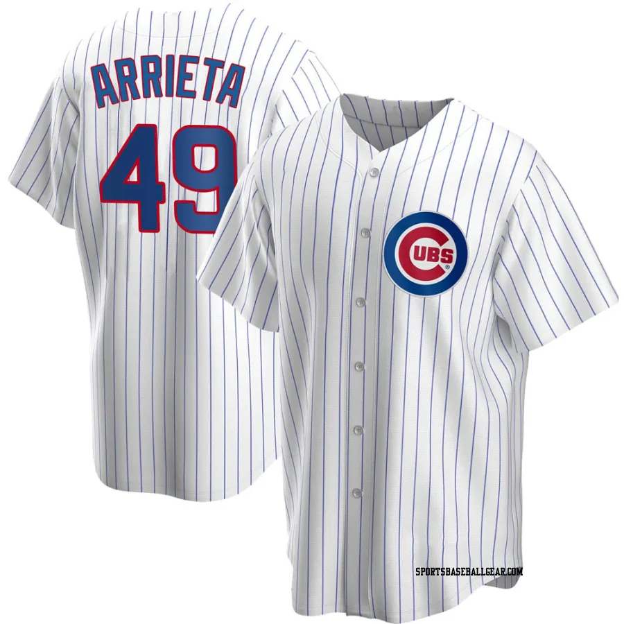 Jake Arrieta Men's Chicago Cubs White Replica Home Jersey