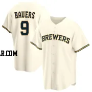 Jake Bauers Men's Milwaukee Brewers Cream Replica Home Jersey