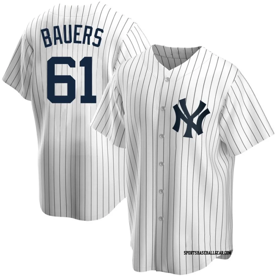 Jake Bauers Men's New York Yankees White Replica Home Jersey