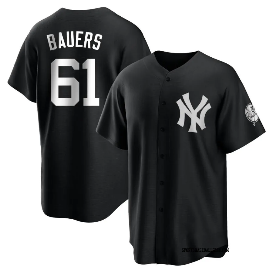 Jake Bauers Youth New York Yankees Black/White Replica Jersey