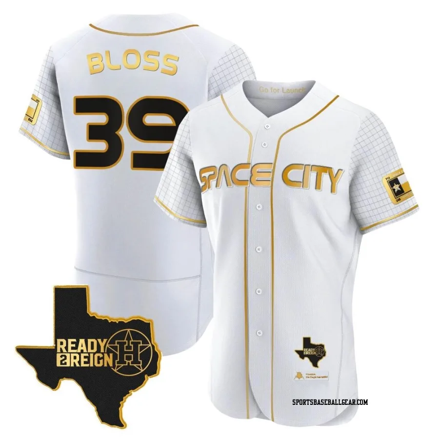 Jake Bloss Men's Houston Astros White/Gold Authentic 2023 Space City Ready 2 Reign Flex Base Jersey