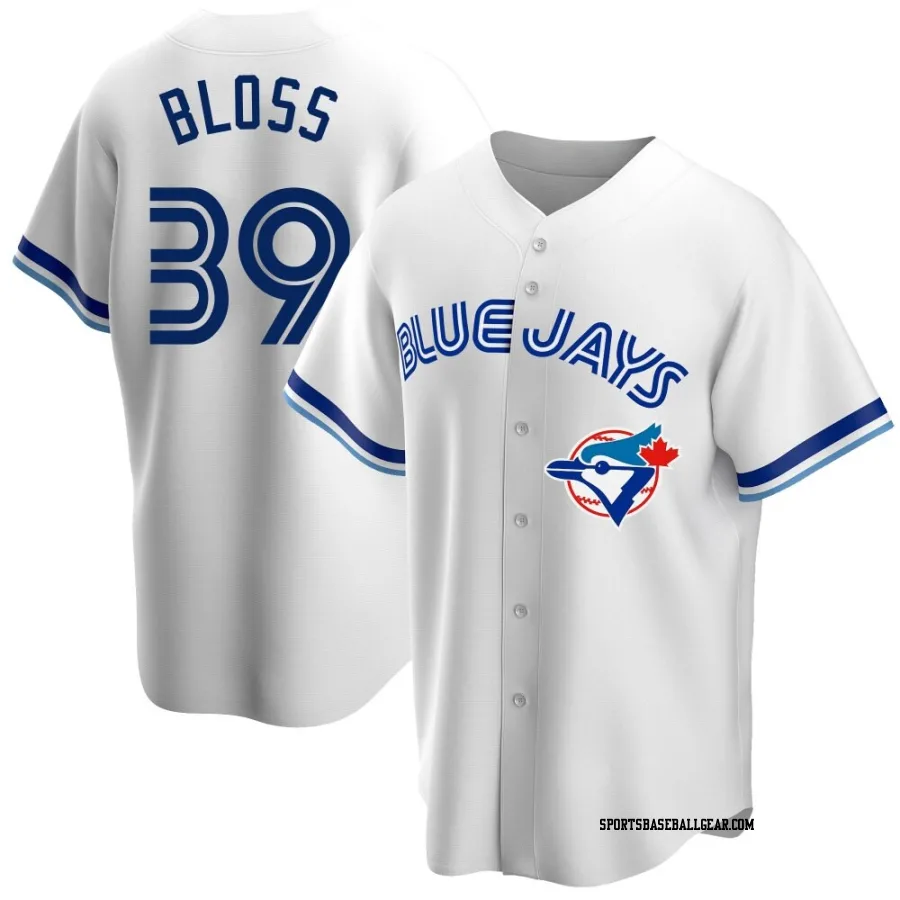 Jake Bloss Men's Toronto Blue Jays White Replica Home Cooperstown Collection Jersey