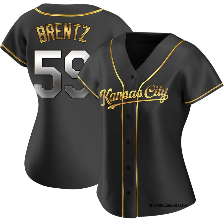 Jake Brentz Women's Kansas City Royals Black Golden Replica Alternate Jersey