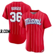 Jake Burger Men's Miami Marlins Red Authentic 2021 City Connect Jersey